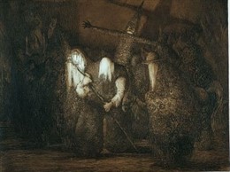 Grabado 'Carnaval de Lanz' de Jesús Lasterra