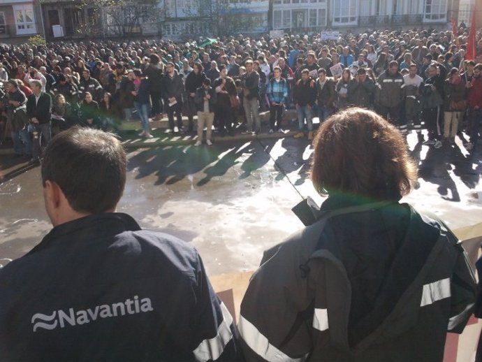 Protesta de estudiantes y de Navantia en Ferrol.