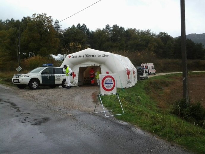 Control de accesos durante el simulacro realizado en Santa María de Garoña