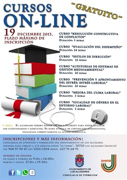 Ayuntamiento Los Alcázares impartirá siete cursos gratuitos