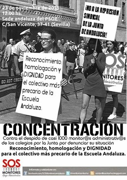 Concentraciones de la Plataforma Andaluza de Monitores de Apoyo Administrativo