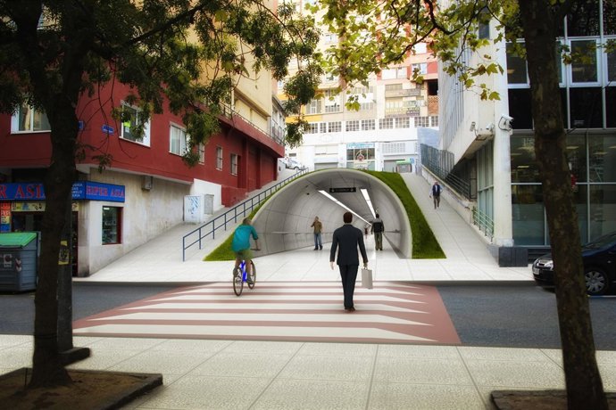Vista del futuro túnel desde la Alameda de Oviedo