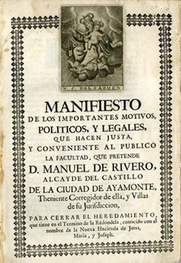 Portada documento Manuel Rivero del siglo XVIII