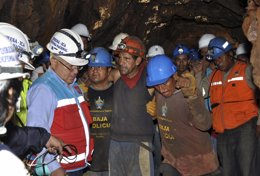 Mineros peruanos rescatados.