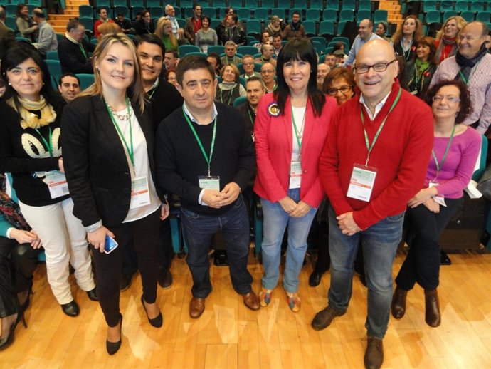 Marín, Reyes, Navarro y Fernández, en el congreso regional del PSOE-A.