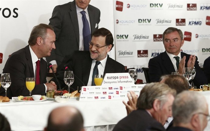Fabra y Rajoy en un Desayuno de Europa Press