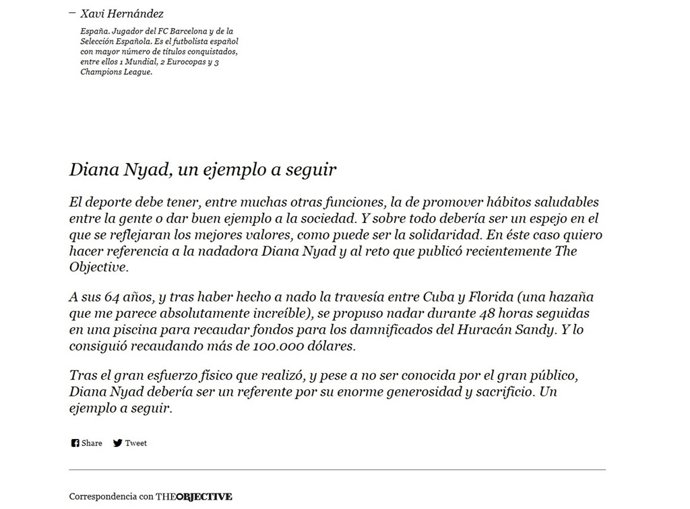 Artículo de Xavi Hernández en 'The Objective'
