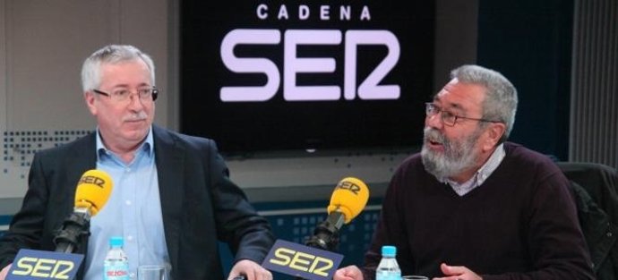 Ignacio Fernández Toxo (CC.OO.) y Cándido Méndez (UGT) en la SER