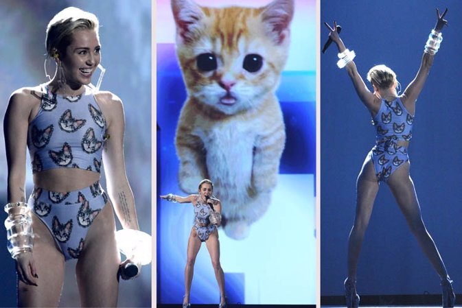 Miley Cyrus en su actuacion en las AMA'S