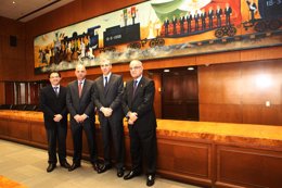Los responsables de PMI y Pemex con el de Barreras y el conselleiro Conde