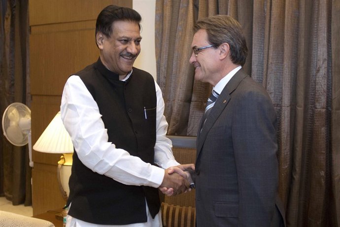 El pte Artur Mas, i el chief minister de Maharastra, Prithviraj Chavan