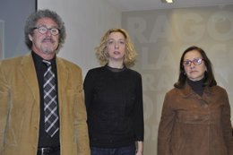 Gregorio Briz (CHA), Patricia Luquin (IU) y Carmen Sánchez (PSOE)
