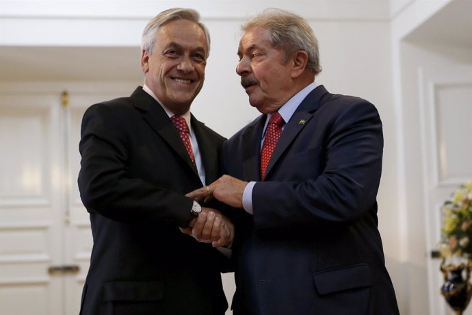 El presidente de Chile, Piñera, y el ex presidente de Brasil,  Lula