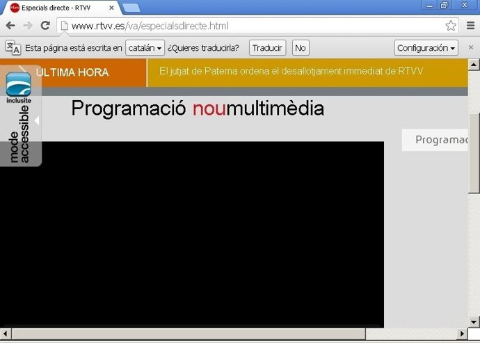 Momento en que la emisión de NOU en internet queda en negro