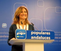 La vicesecretaria de Territorio de PP-A, Alicia Martínez, hoy en rueda de prensa