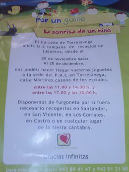 Cartel de la recogida de juguetes de El Corazón de Torrelavega