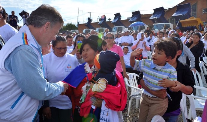 Presidente de Colombia, Santos, en visita a Cundinamarca