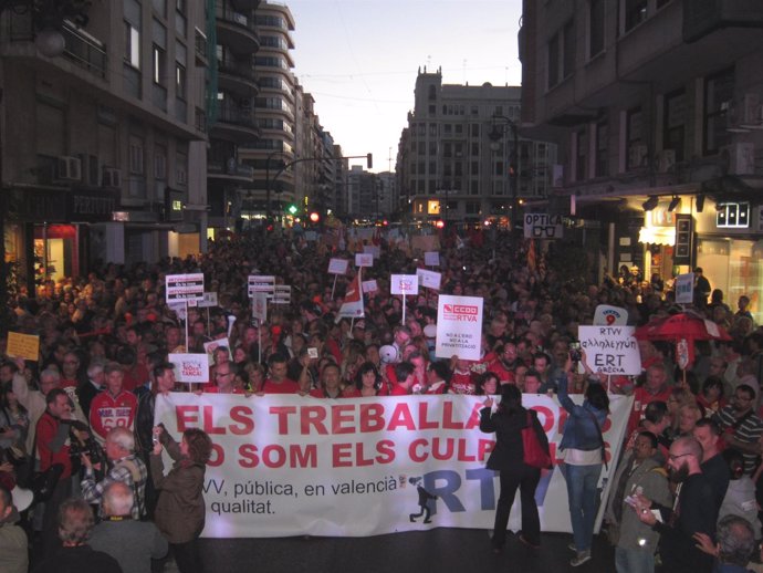 Manifestación contra el cierre de RTVV del 9 de noviembre en Valencia