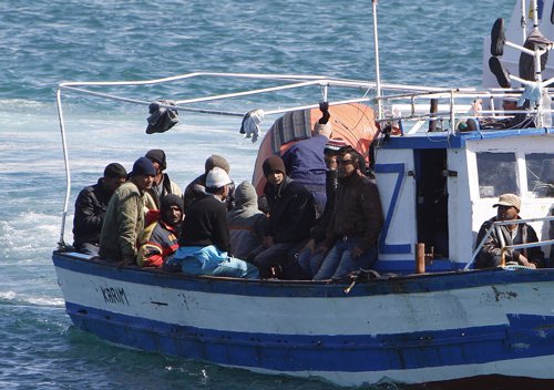 Inmigrantes rescatados cerca de Lampedusa (5 de Marzo)