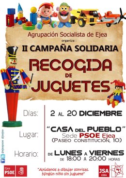 Los socialistas ejeanos impulsan una campaña solidaria de recogida de juguetes