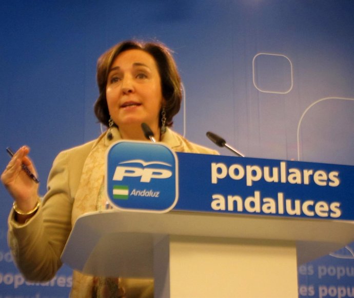 La vicesecretaria de Organización del PP-A, Ana Corredera, hoy en rueda de prens