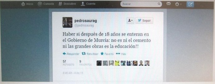 Un tuit de Pedro Saura recibe críticas ante una falta de ortografía