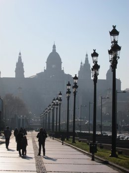 MNAC, Avenida Maria Cristina, Palau Nacional, Farolas