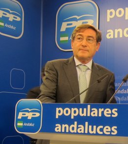 Rafael Carmona (PP-A), en rueda de prensa hoy.