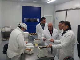 El consejero Francisco Bono durante su visita a Maccana Fish.