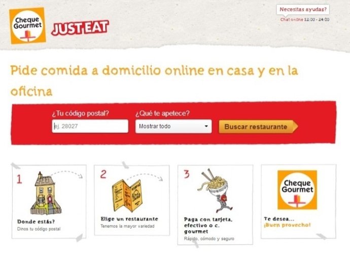 Just Eat y Cheque Gourmet plataforma www.Gourmetadomicilio.Es