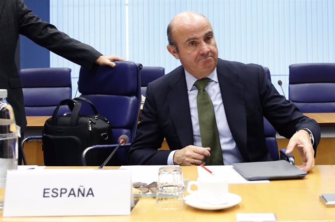 Ministro de Economía, Luis de Guindos, en la reunión del Eurogrupo