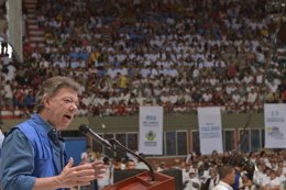 El presidente colombiano, Juan Manuel Santos, en un acto oficial