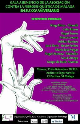 Cartel de la gala de la Asociación contra la Fibrosis Quística de Málaga