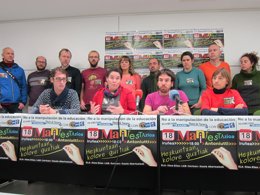 Representantes de LAB, Stee-Eilas, ELA y Sortzen en la rueda de prensa