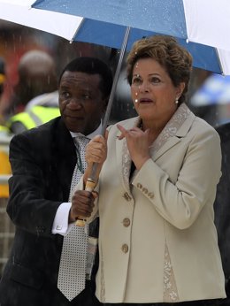 Rousseff en el funeral de Mandela