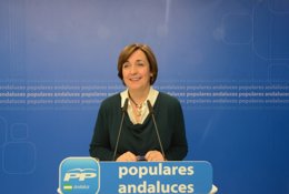 La vicesecretaria de Organización del PP-A, Ana Corredera, en rueda de prensa