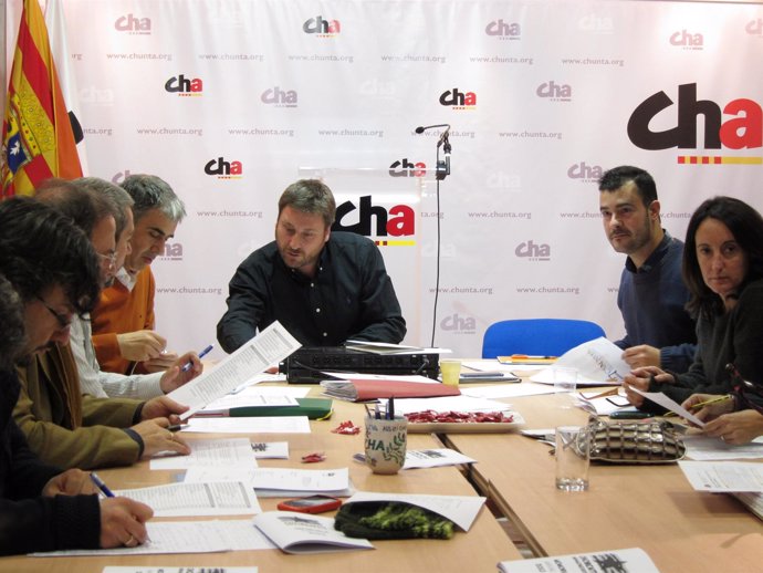 Consello Nazional de CHA en su sede en Zaragoza
