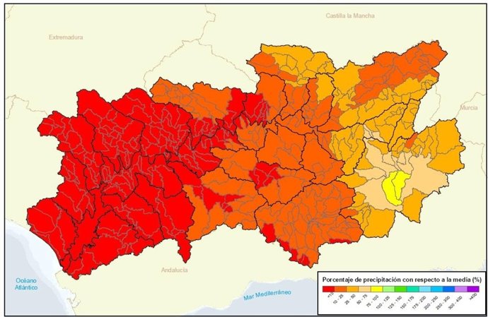 Precipitaciones en noviembre cuenca del Guadalquivir por debajo media histórica