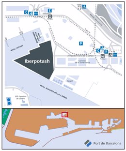 Plano de la futura terminal de Iberpotash en el Puerto de Barcelona