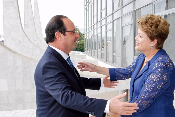 Los presidentes francés, François Hollande, y brasileña, Dilma Rousseff.