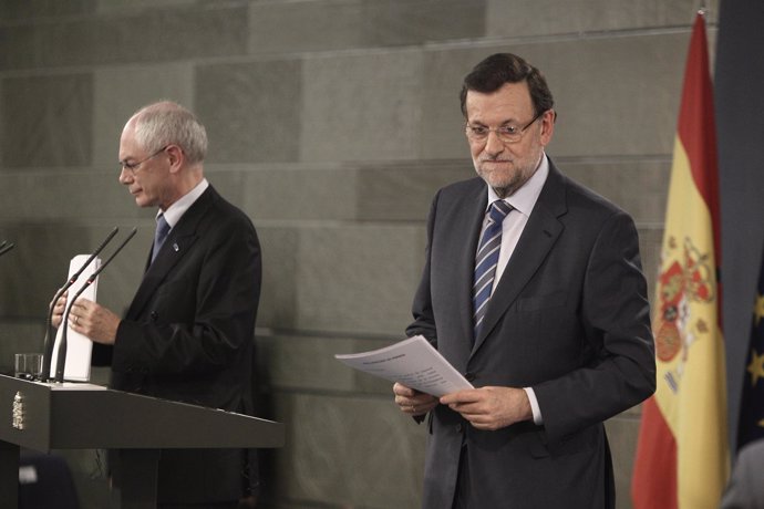 Mariano Rajoy y Van Rompuy en Moncloa