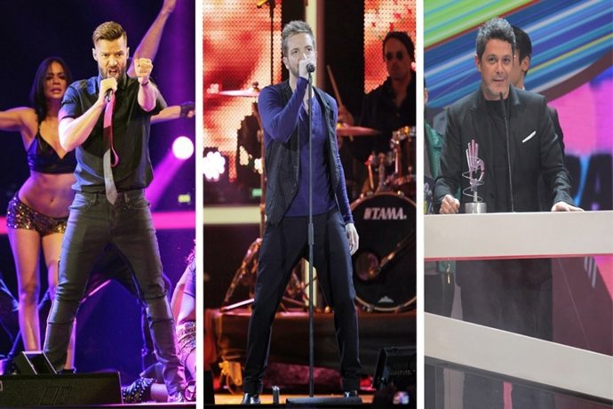 Pablo Alborán, triunfador de los Premios 40 Principales, junto a Ricky Martin