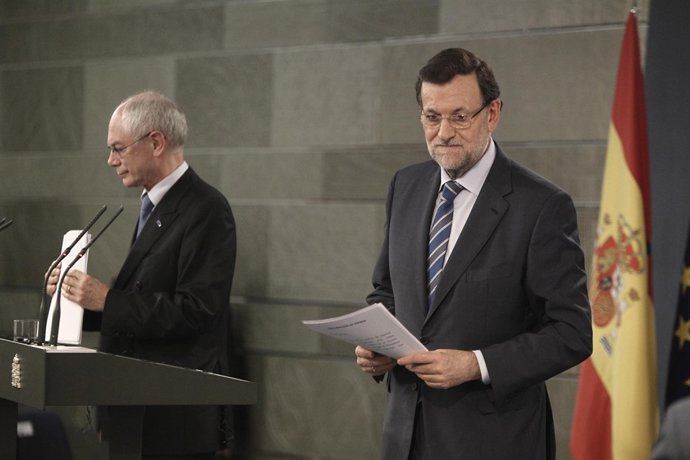 Mariano Rajoy y Van Rompuy en Moncloa