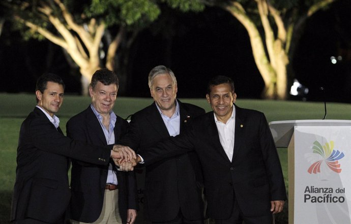 Enrique Peña Nieto, Juan Manuel Santos, Sebastián Piñera y Ollanta Humala.