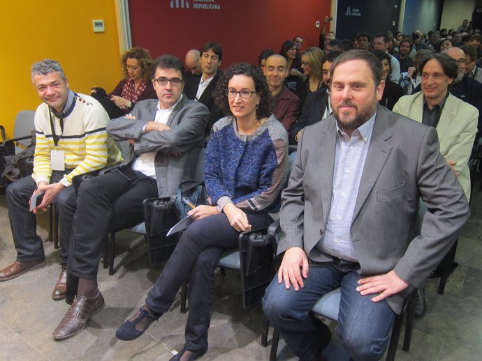 Los dirigentes de ERC O.Amorós, L.Salvadó, M.Rovira y O.Junqueras. 