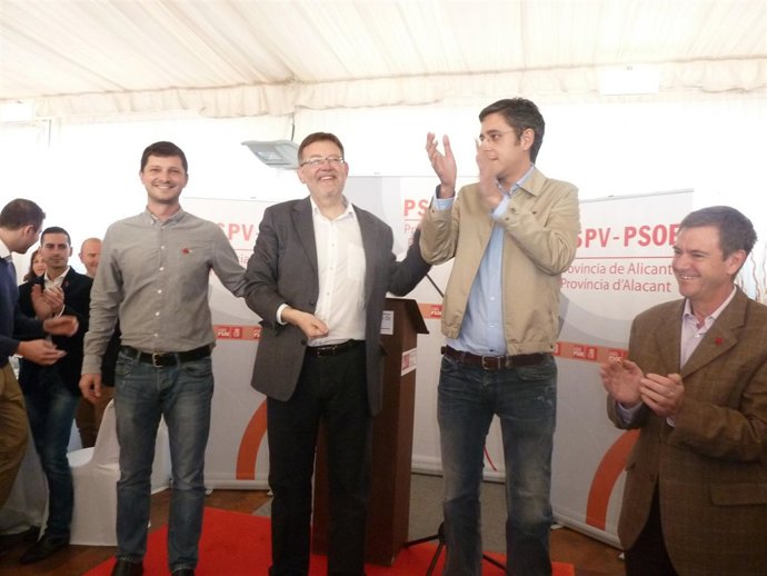 Ximo Puig y Eduardo Madina en Aspe (Alicante)