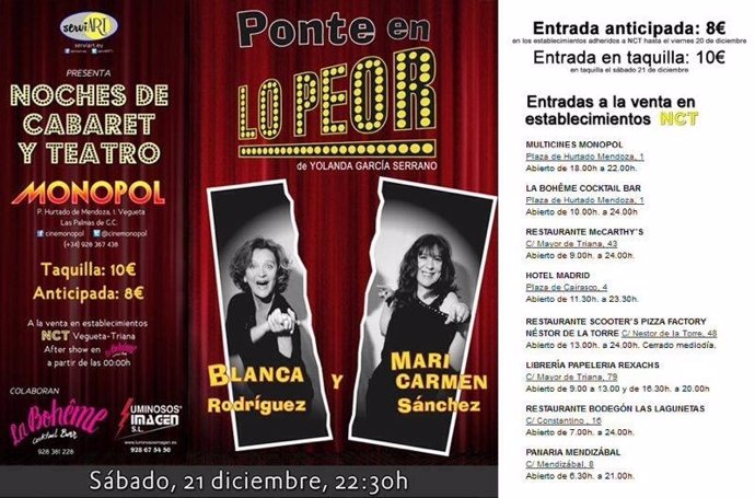 Cartel del espectáculo 'Noches de Cabaret y Teatro'