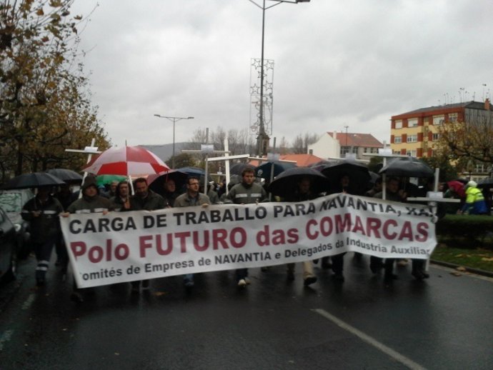 Manifestación de trabajadores del naval en Ferrol
