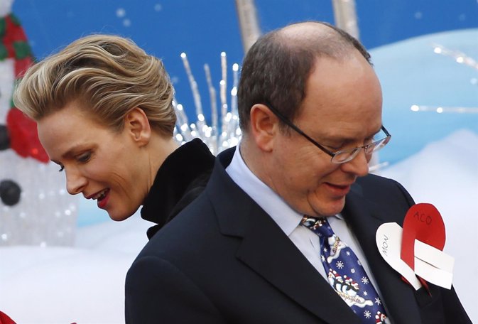 Prince Albert II of Monaco and his wife Princess Charlene attend the traditional