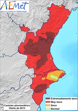 Casi un tercio del territorio (zona sombreada en ocre oscuro), el trimestre ha s